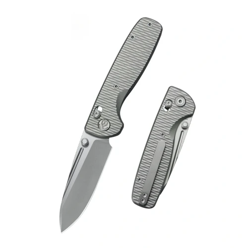 Nóż składany Kubey KB Knives Bluff Grey Ripple Titanium, Beadblasted M390 by Garet Caronna (KB383F)-1 64902 