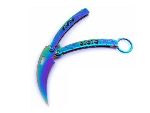Nóż motylek składany tęczowy rainbow motylkowy Karambit N-499B