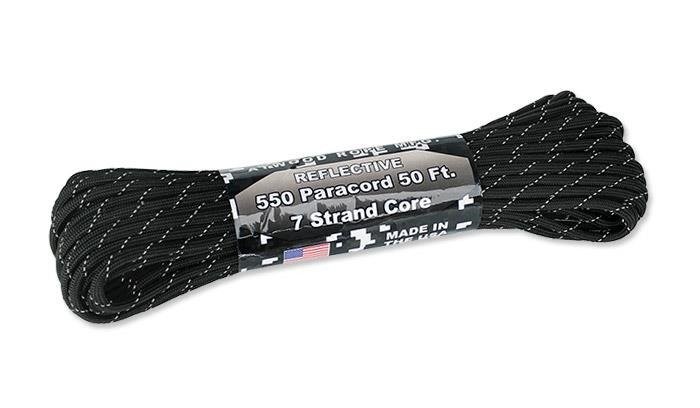 Atwood Rope MFG - Paracord-MIL-SPEC-550-7 - 4 mm - Czarny-odblaskowy - 15,24m