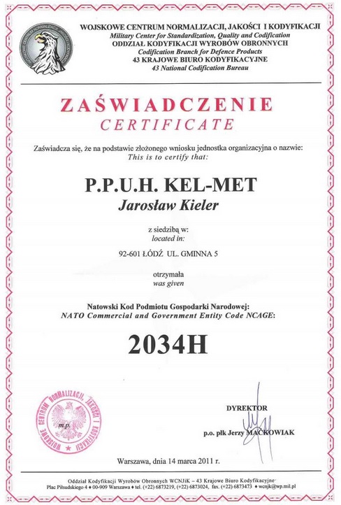 Kel-Met Certyfikat kajdanki policyjne