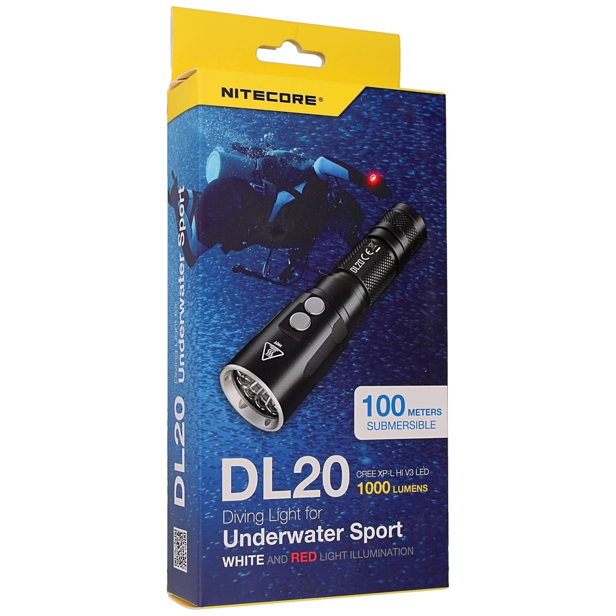 LATARKA-NURKOWA-NITECORE-1000LM-1X18650 -3500MAH-WHITERED-LED-DL20