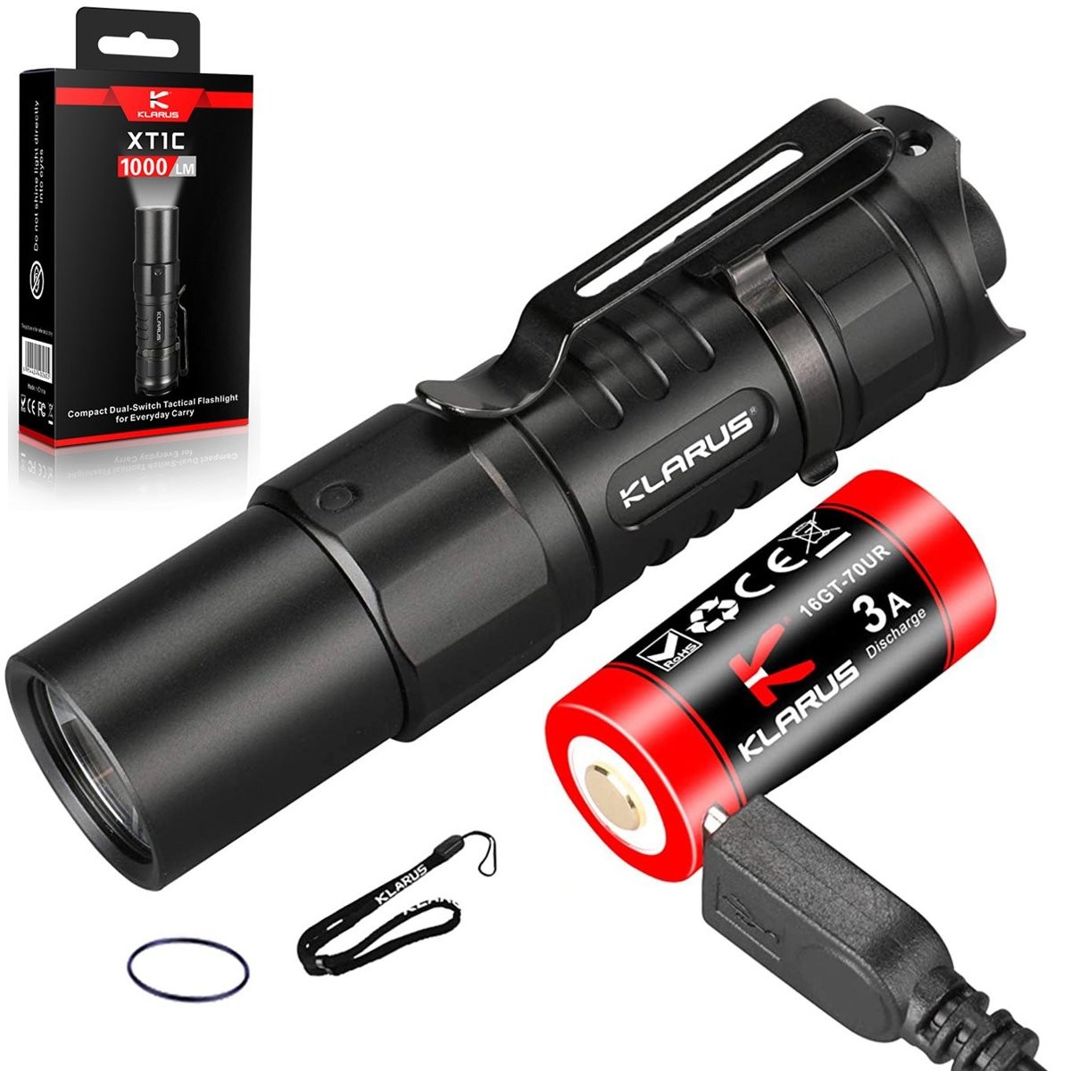 LATARKA_KLARUS_700LM_16340 _700MAH_COMPACT_TACTICAL_FLASHLIGHT_XT1C