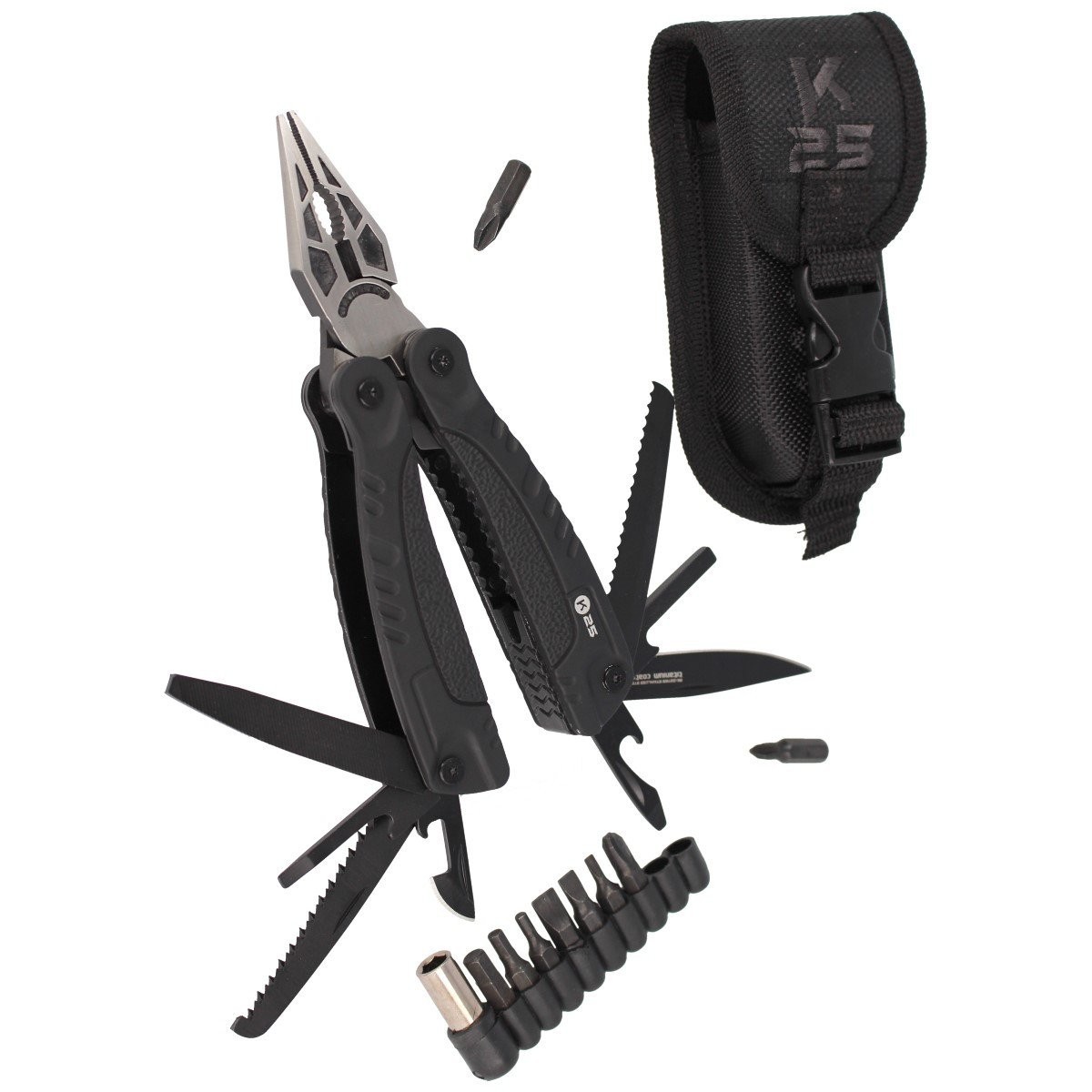 MULTITOOL-K25-TACTICAL-BLACK RUBBER-20-FUNKCJI-ETUI -33759