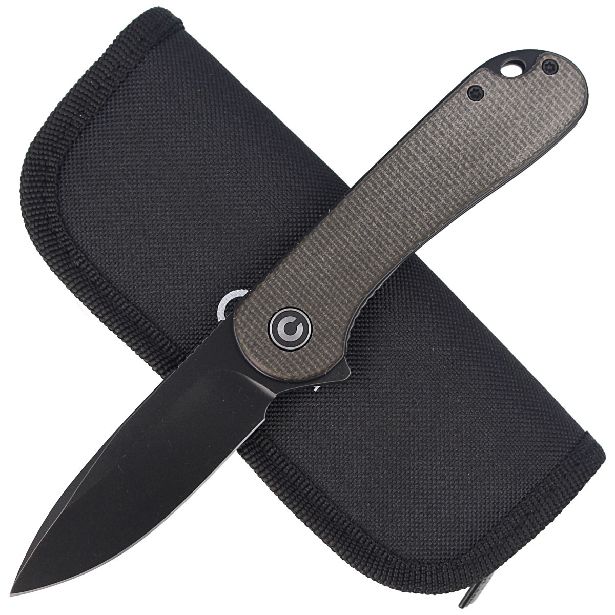 NOZ-CIVIVI-ELEMENTUM-FLIPPER-GREEN-MICARTA-BLACK STONEWASHED-C907Z