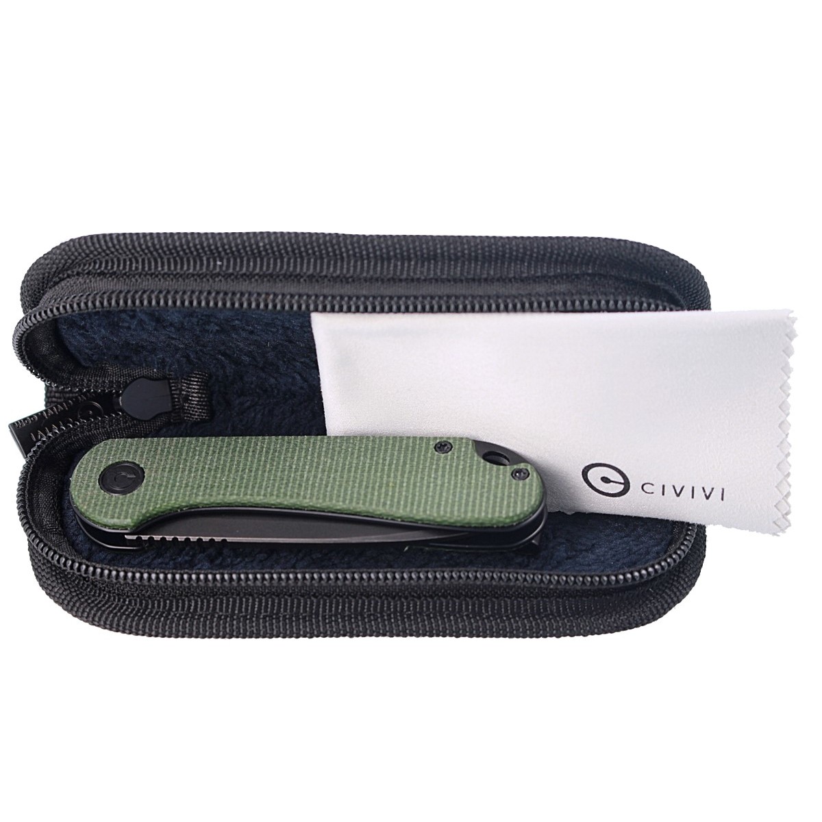 NOZ-CIVIVI-ELEMENTUM-FLIPPER-GREEN-MICARTA-BLACK-STONEWASHED-C907T-E