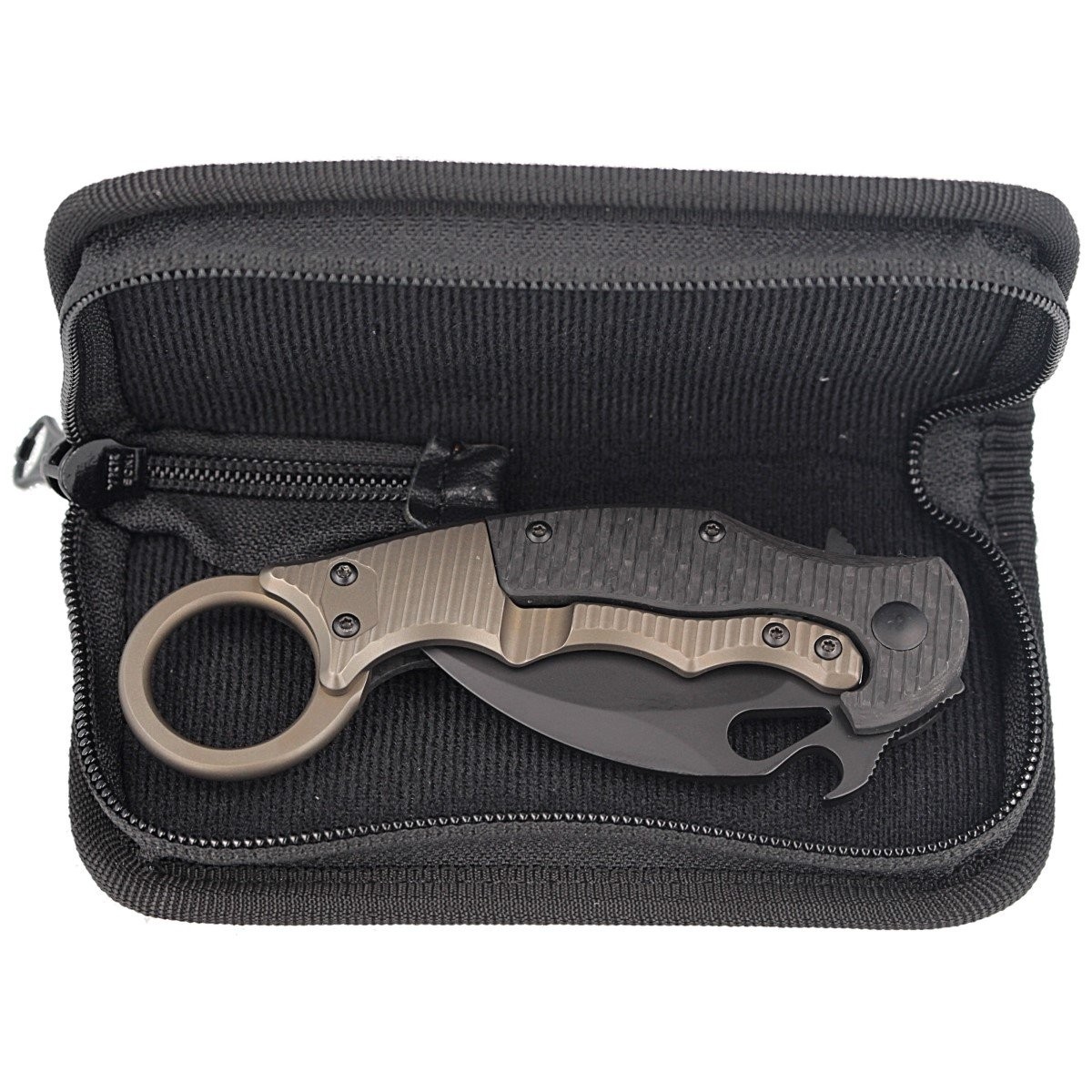 NOZ-FOX-KARAMBIT-TITANIUM-FRAME-LOCK -CARBON-FIBER-CERAKOTE-BLACK-FX-599TIC