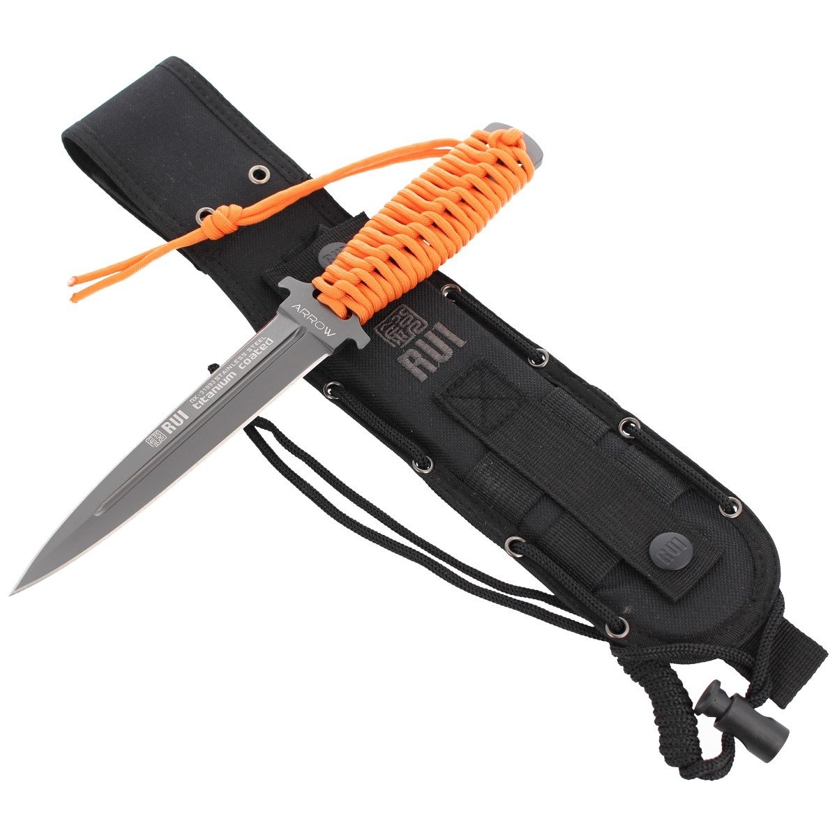 NOZ-K25-ARROW-ORANGE-NYLON-CORD -BLACK-G-10O-TITANIUM-COATED-31993