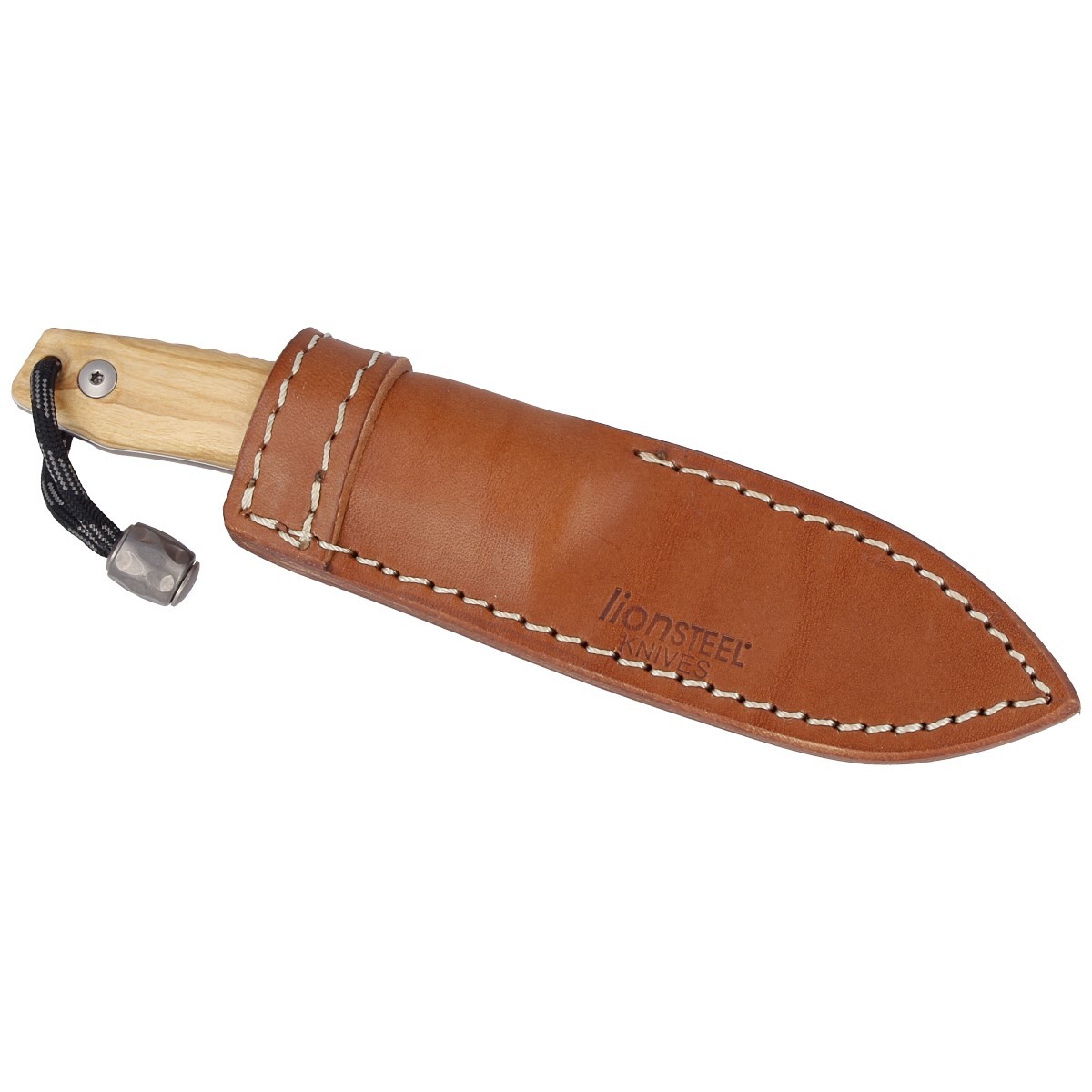 NOZ-LIONSTEEL-BUSHCRAF-OLIVE-WOOD-SATIN-BLADE-M1 UL