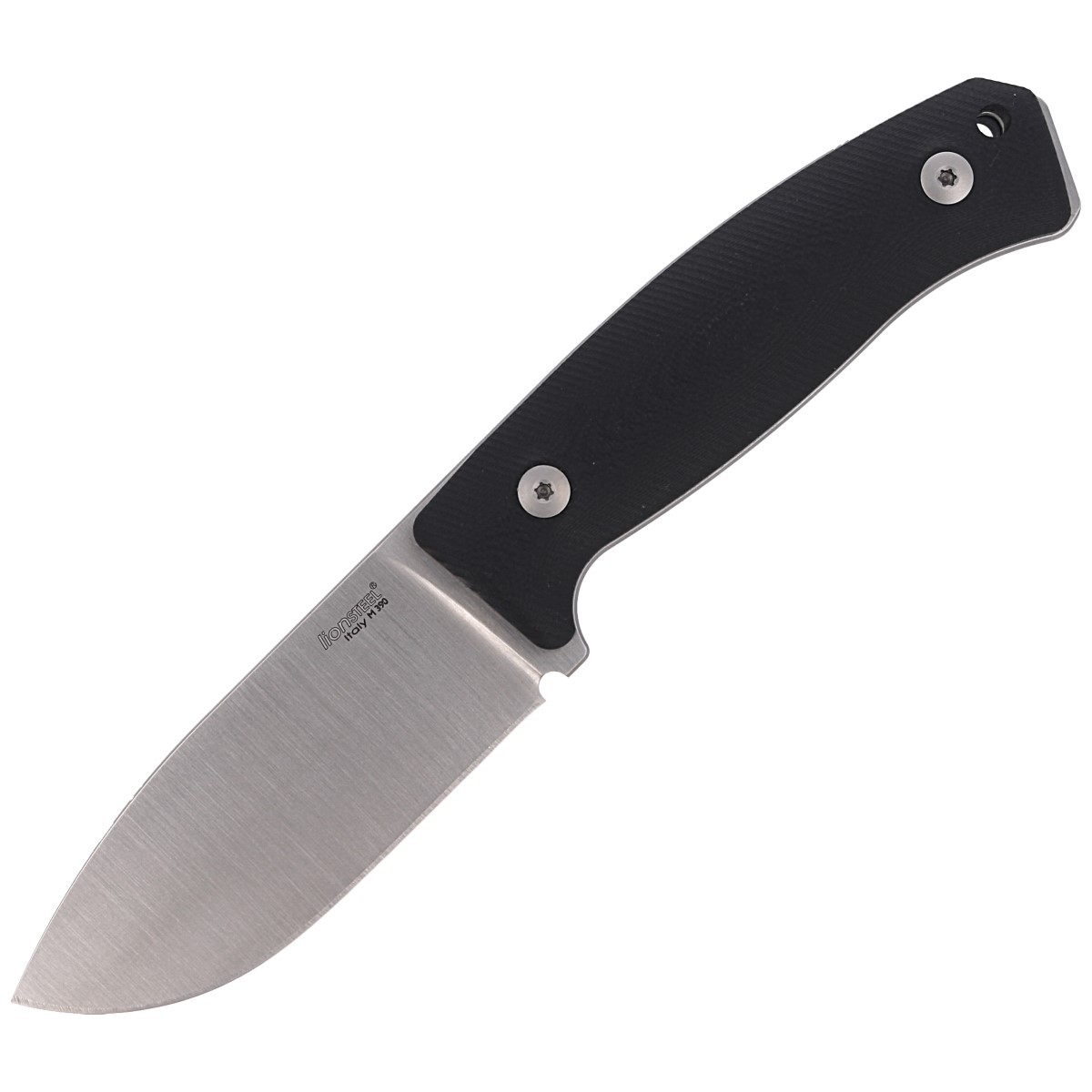 NOZ-LIONSTEEL-BUSHCRAFT-G10-BLACK-SATIN-BLADE-M2M GBK