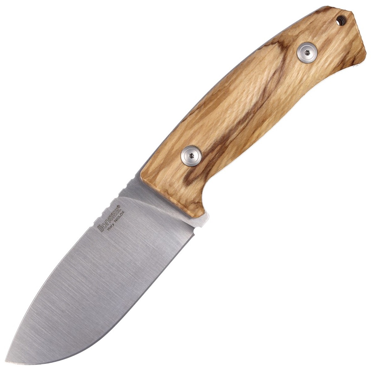 NOZ-LIONSTEEL-BUSHCRAFT-OLIVE-WOOD-SATIN BLADE-M3 UL