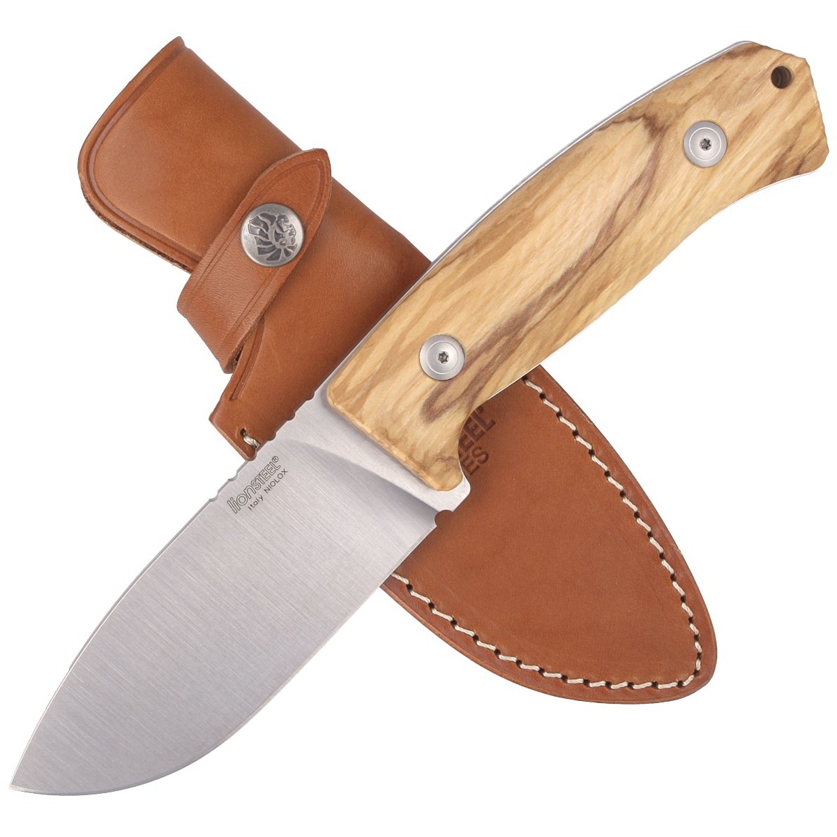 NOZ-LIONSTEEL-BUSHCRAFT-OLIVE-WOOD-SATIN BLADE-M3 UL