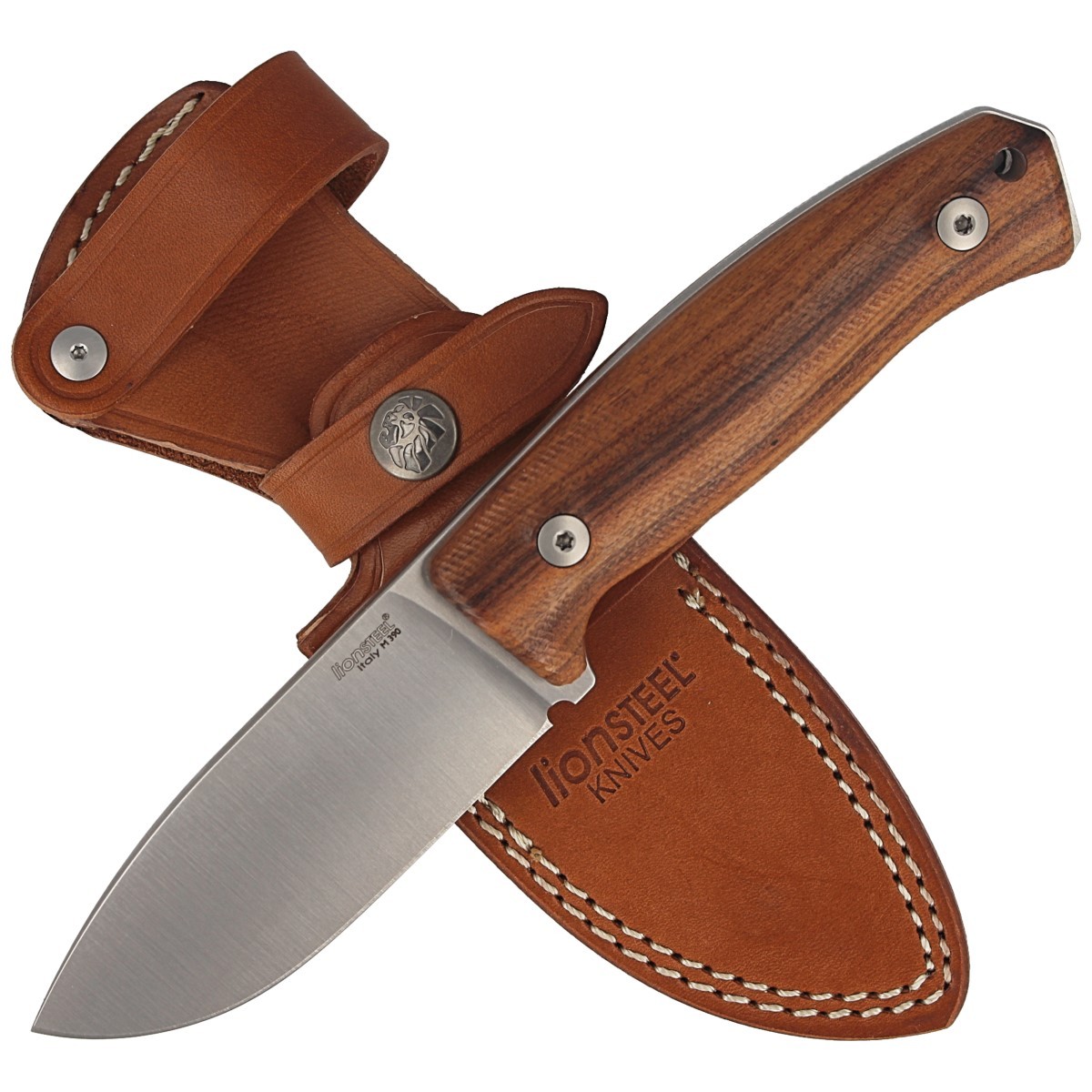 NOZ-LIONSTEEL-BUSHCRAFT-SANTOS-WOOD-SATIN-BLADE-M2M ST