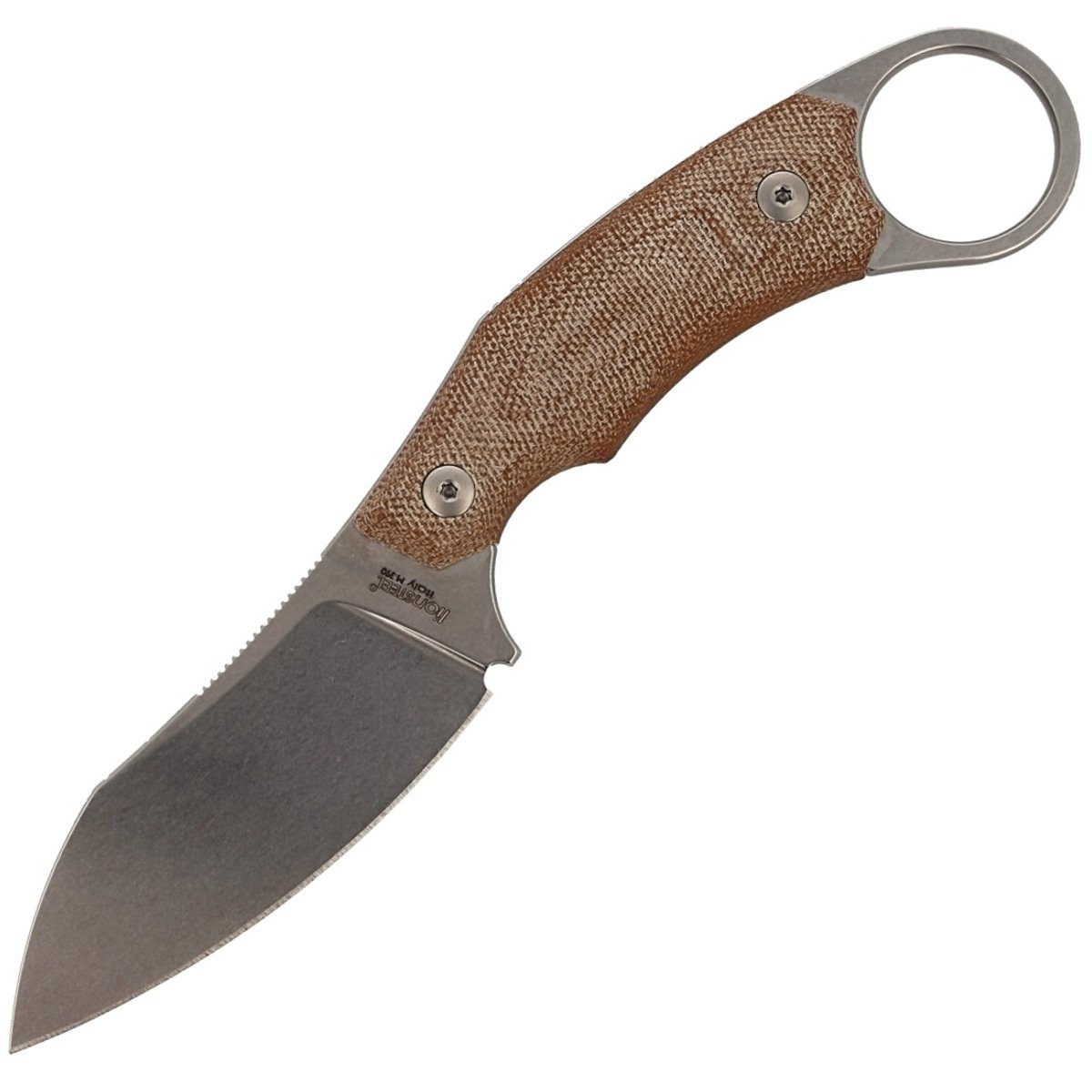 NOZ-LIONSTEEL-H1-KARAMBIT-CANVAS-NATURAL-STONE-WASHED-BLADE-H1 CVN