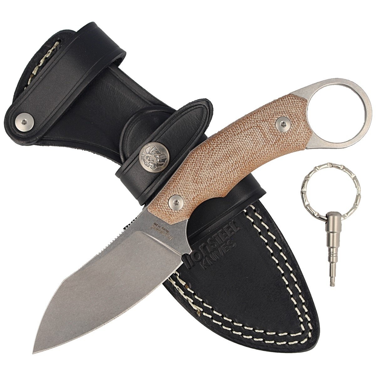 NOZ-LIONSTEEL-H1-KARAMBIT-CANVAS-NATURAL-STONE-WASHED-BLADE-H1 CVN