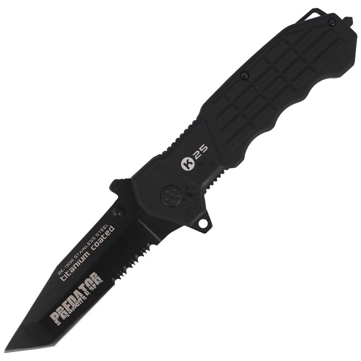 NOZ-RATOWNICZY-K25-PREDATOR-BLACK-ALUMINIUM-TITANIUM-COATED-19099