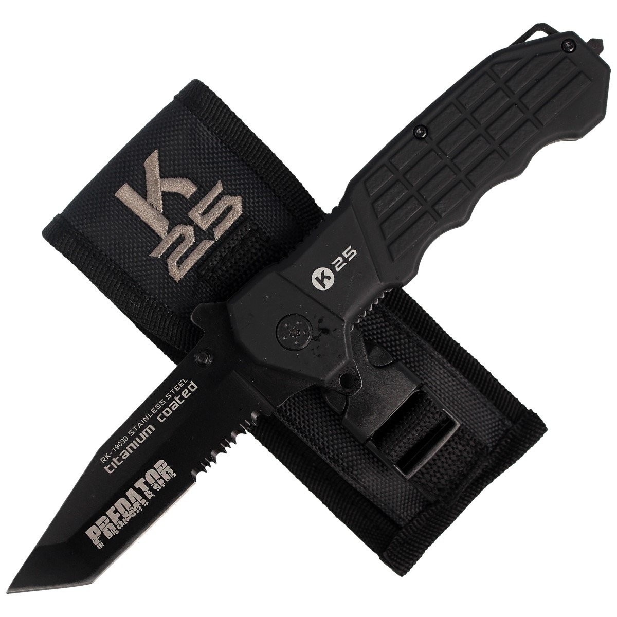 NOZ-RATOWNICZY-K25-PREDATOR-BLACK-ALUMINIUM-TITANIUM-COATED-19099