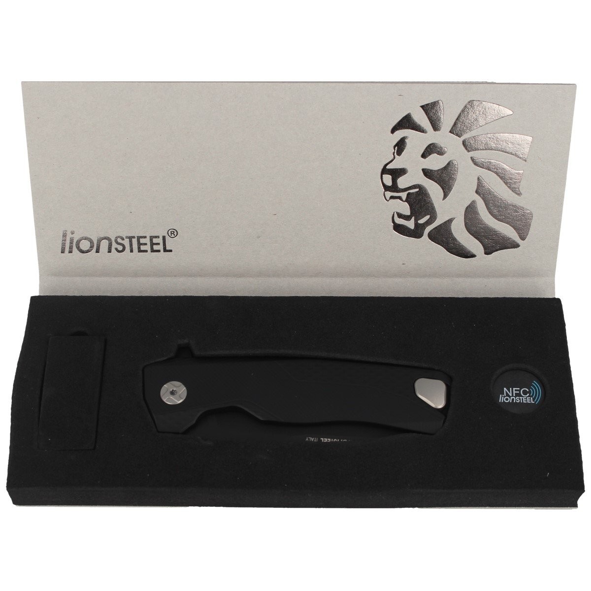 NOZ_LIONSTEEL_ROK_ALUMINIUM_BLACK,_BLACK_BLADE_ROK A BB_lentus_militaria