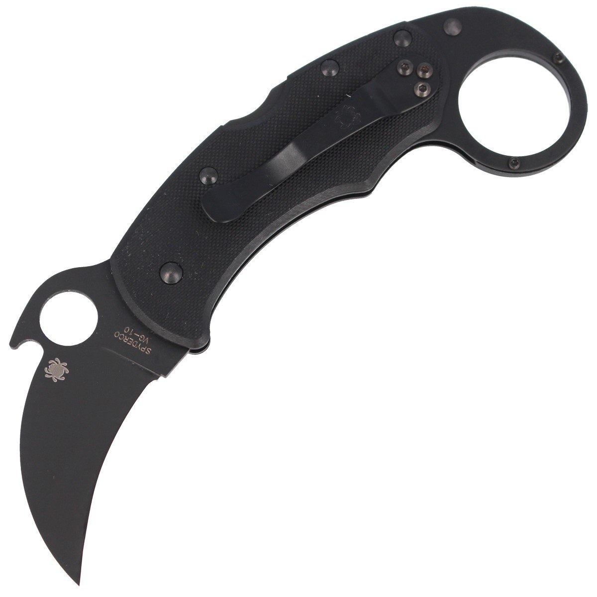 NOZ_SPYDERCO_KARAHAWK_G-10_ALL_BLACK_KARAMBIT_C170GBBKP_lentus_militaria