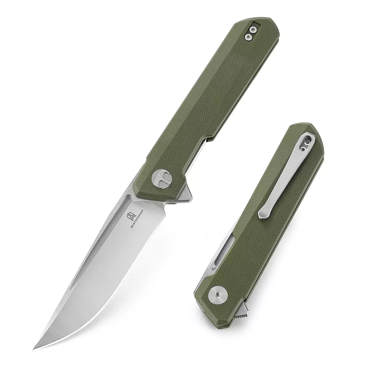 Noz-Bestechman-Dundee-OD-Green-G10-Stonewash-Satin-D2-by-Ostap-Hel-BMK01B