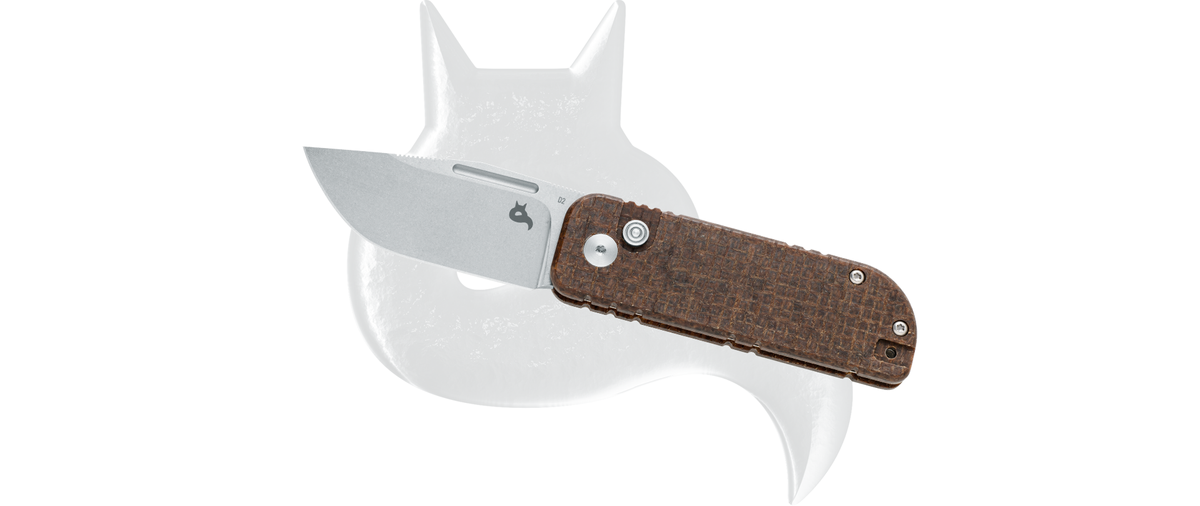 Noz-BlackFox-NU-Bowie-Brown-Burlap-Micarta-Coarse-Stone-Washed-D2-by-Kean-Alfaro-BF-758-MIB