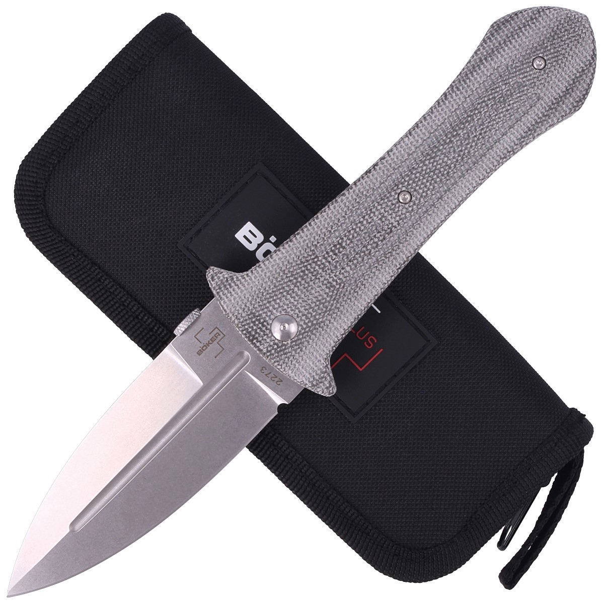 Noz-Boker-Plus-Pocket-Smatchet-Gray-Micarta-Stonewashed-by-Gedraitis-Applegate