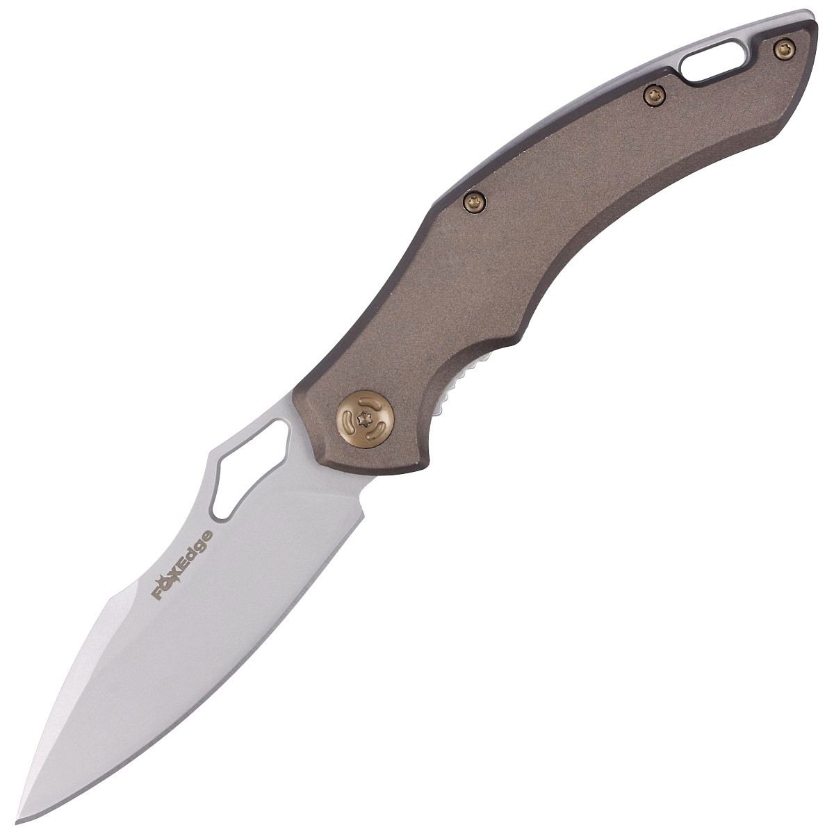 Noz-EDC-FoxEdge-Sparrow-Brown-Anodized-Aluminium-Sand-Blasted-by-Denis-Simonutti