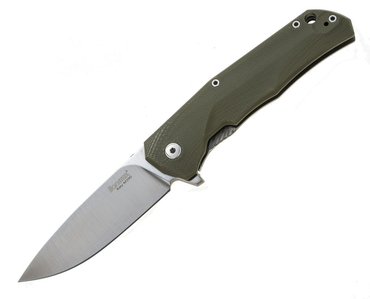 Noz-EDC-LionSteel-T-R-E-G10-Green-Stone-Washed-Blade