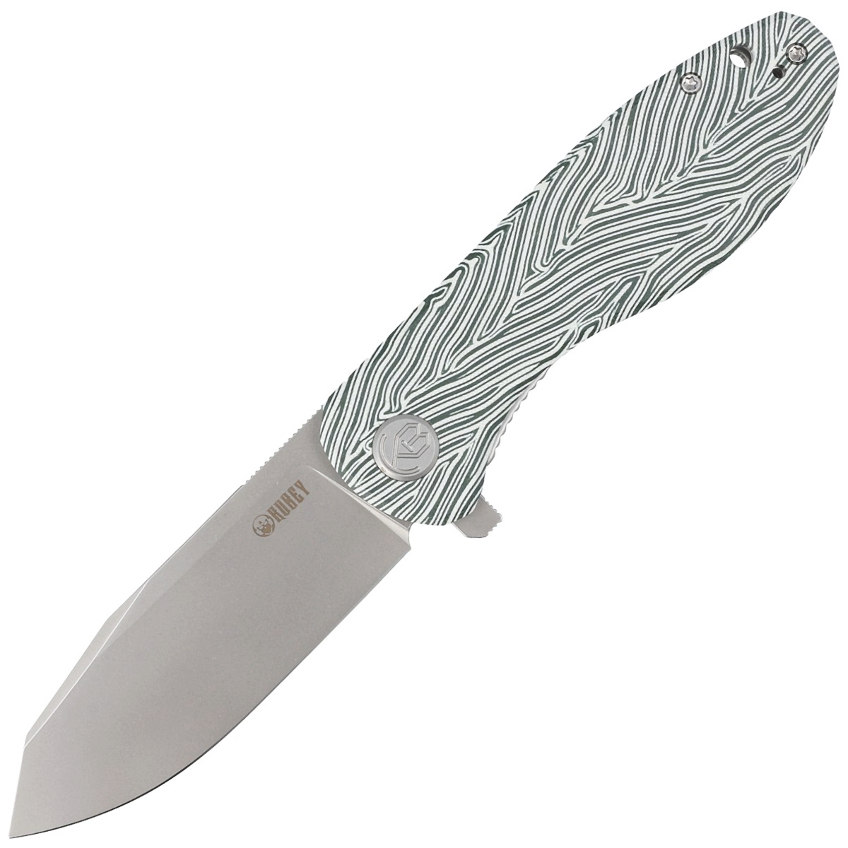 Noz-Kubey-Knife-Master-Chief-White-Green-G10-Bead-Blast-AUS-10-by-Keanu-Alfaro-KU358B