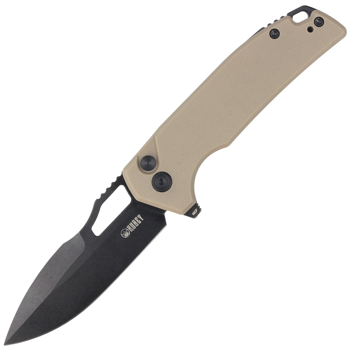 Noz-Kubey-Knife-RDF-Tan-G10-Blackwash-AUS-10-by-HYDRA-Design