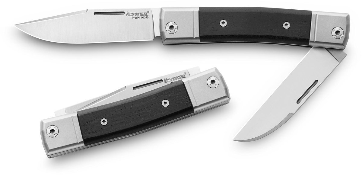 Noz-LionSteel-BestMAN-Ebony-Wood-Two-Blades-BM13-EB-