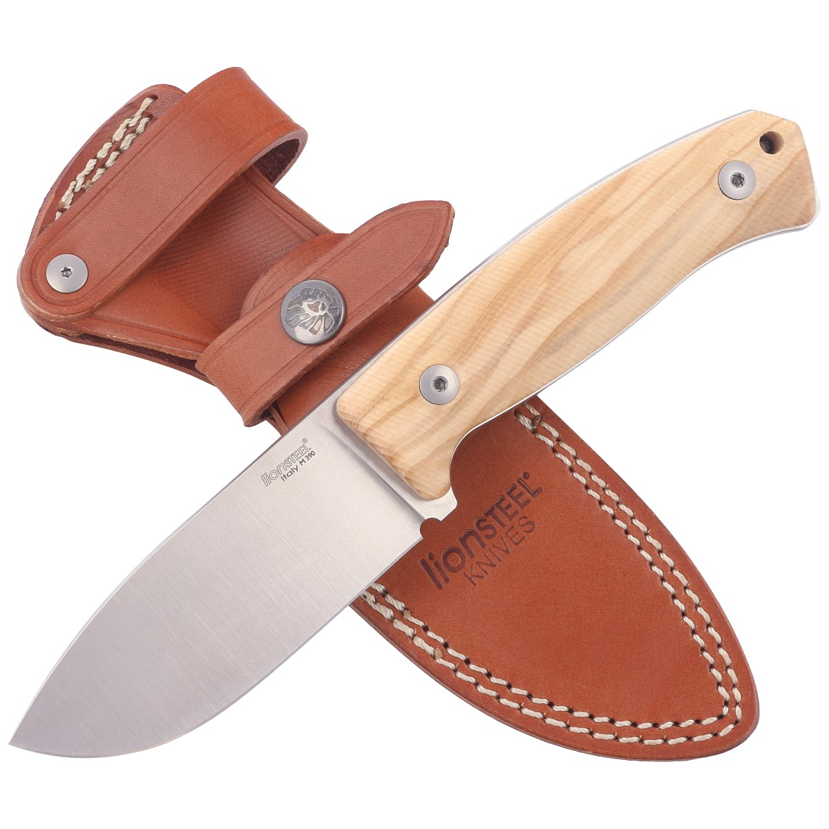 Noz-LionSteel-Bushcraft-Olive-Wood-Satin-Blade-M390-2