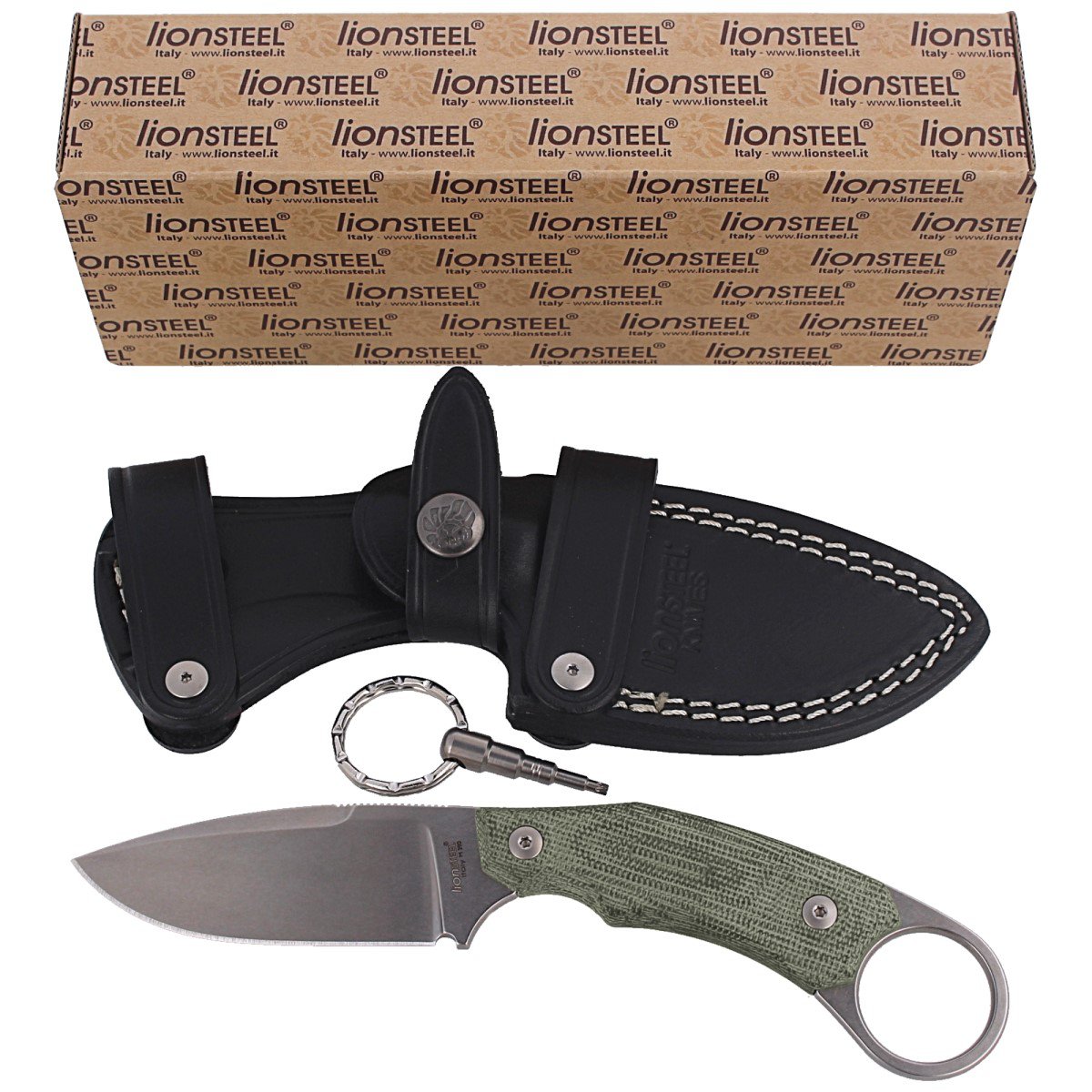 Noz-LionSteel-H2-Karambit-Canvas-Green-Stone-Washed-Blade-H2-CVG