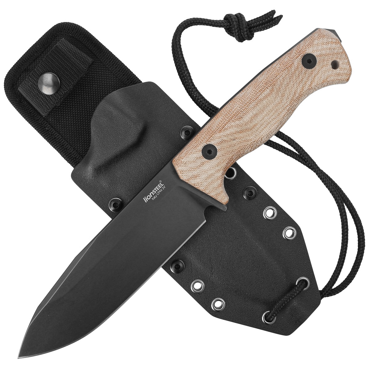 Noz-LionSteel-Natural-Canvas-Micarta-Old-Black-CPM-3V-by-Molletta