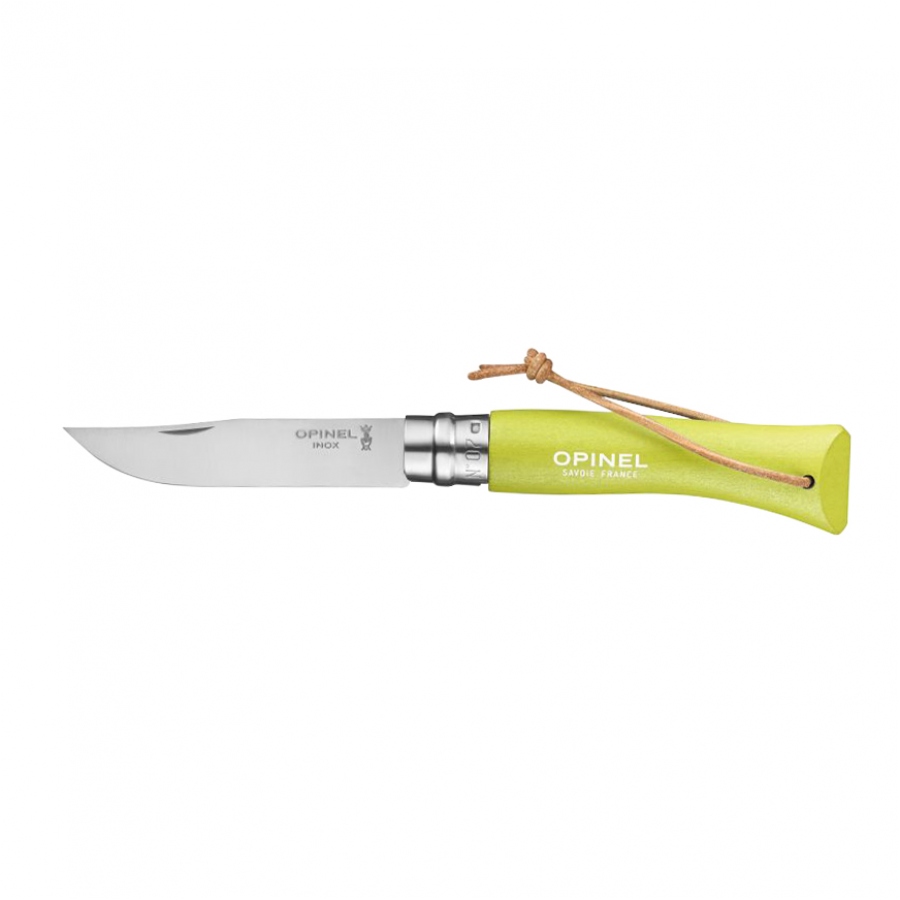Noz-Opinel-Colorama-07-inox-grab-jasnozielony-z-rzemieniem
