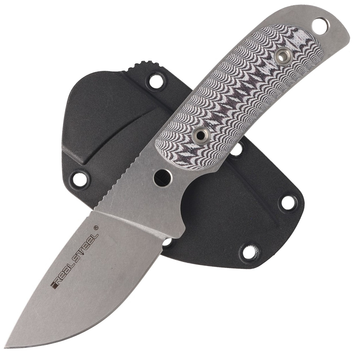 Noz-Real-Steel-Hunter-165-Black-White-G10-Stonewashed-12C27