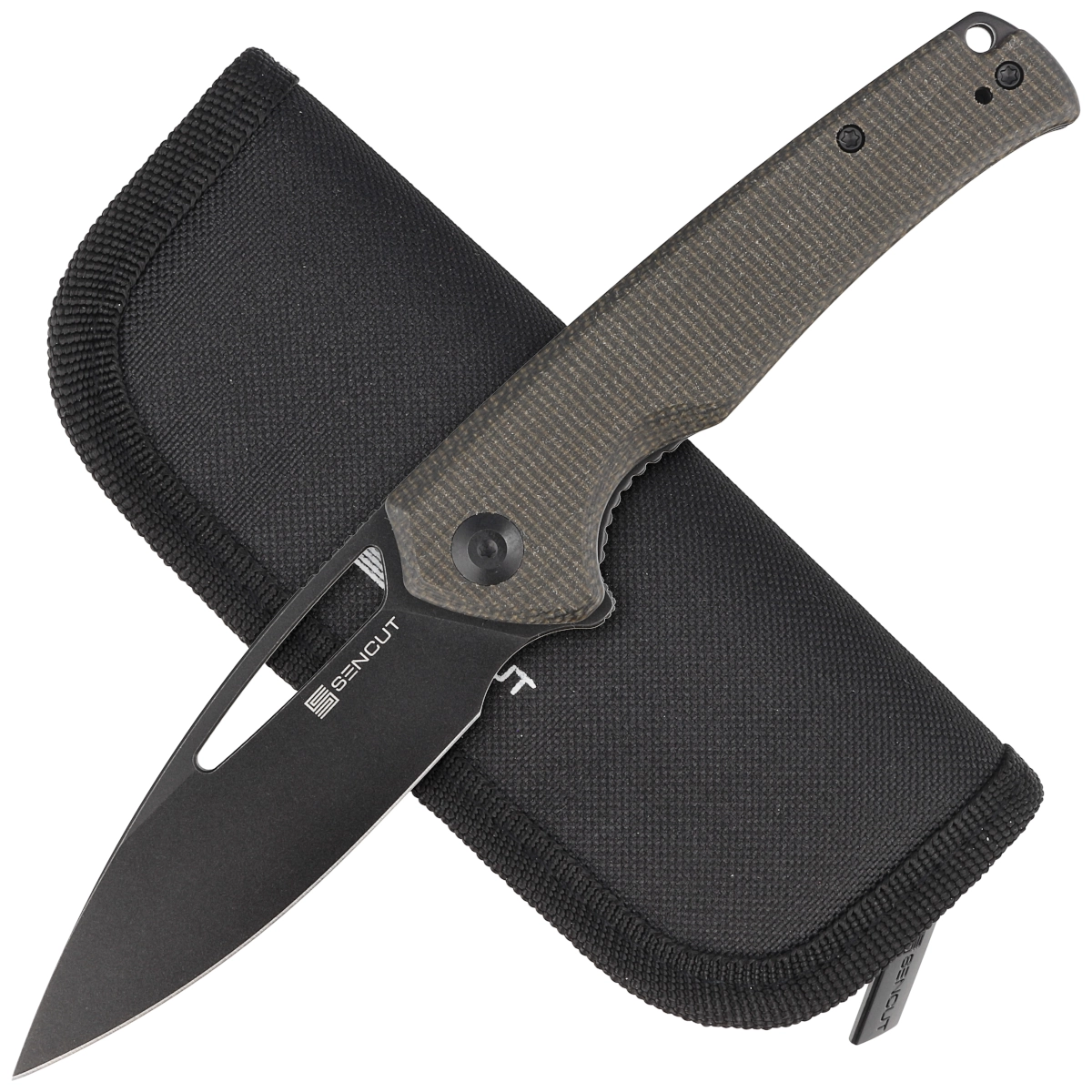 Noz-Sencut-Mims-Dark-Green-Canvas-Micarta-Black-Stonewashed-9Cr18MoV