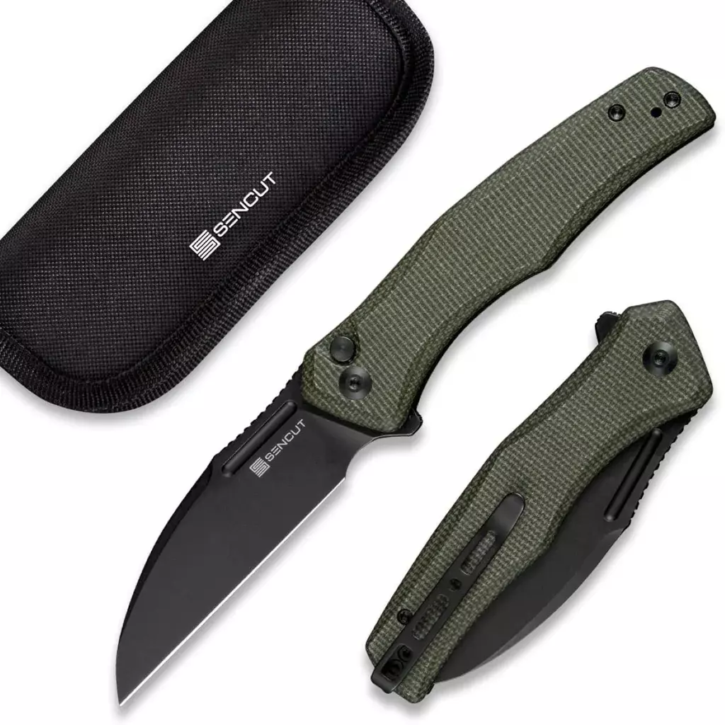 Noz-Sencut-Watauga-Dark-Green-Canvas-Micarta-Black-Stonewashed-D2