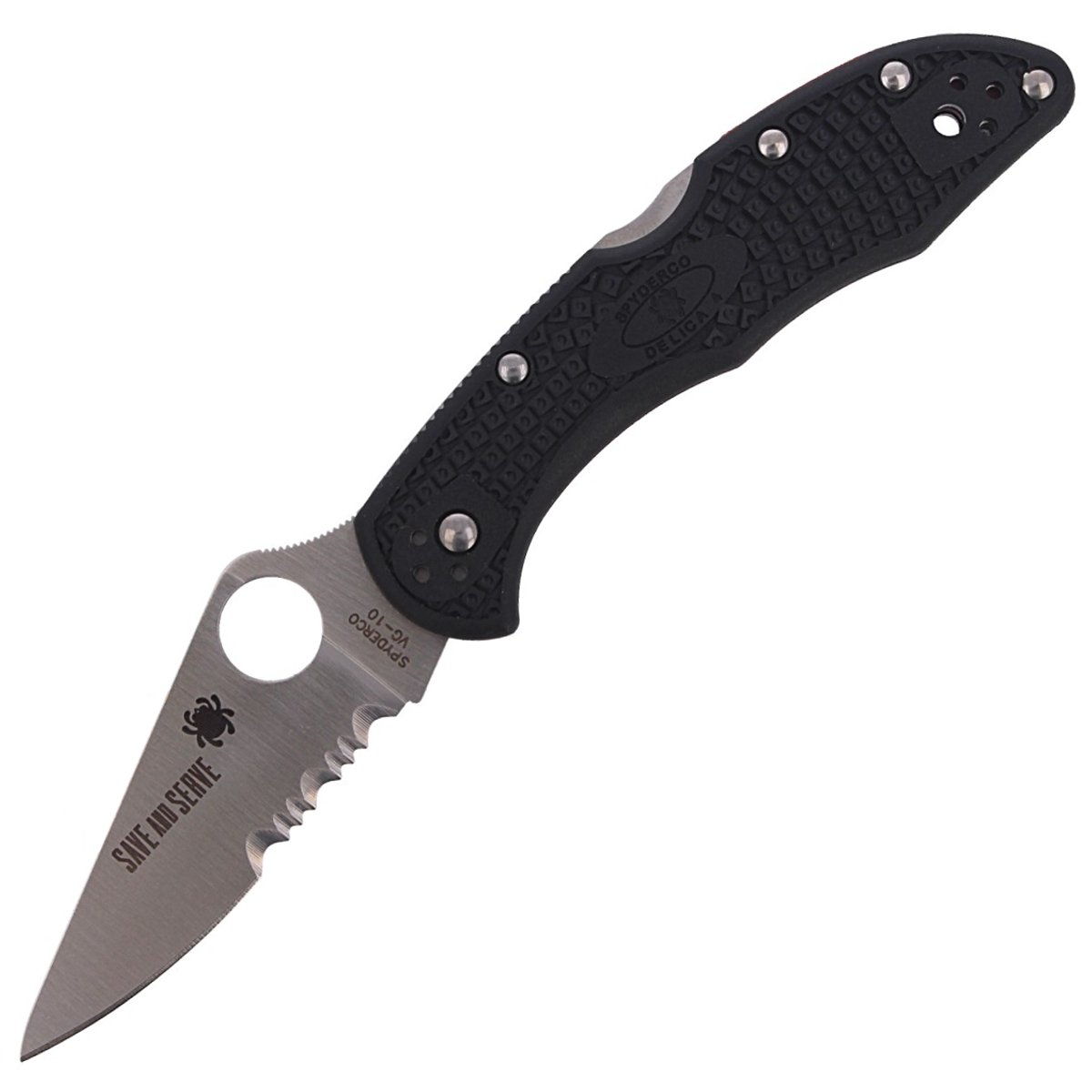 Noz-Spyderco-Delica-4-Lightweight-Thin-Red-Line-C11FPSBKRDL