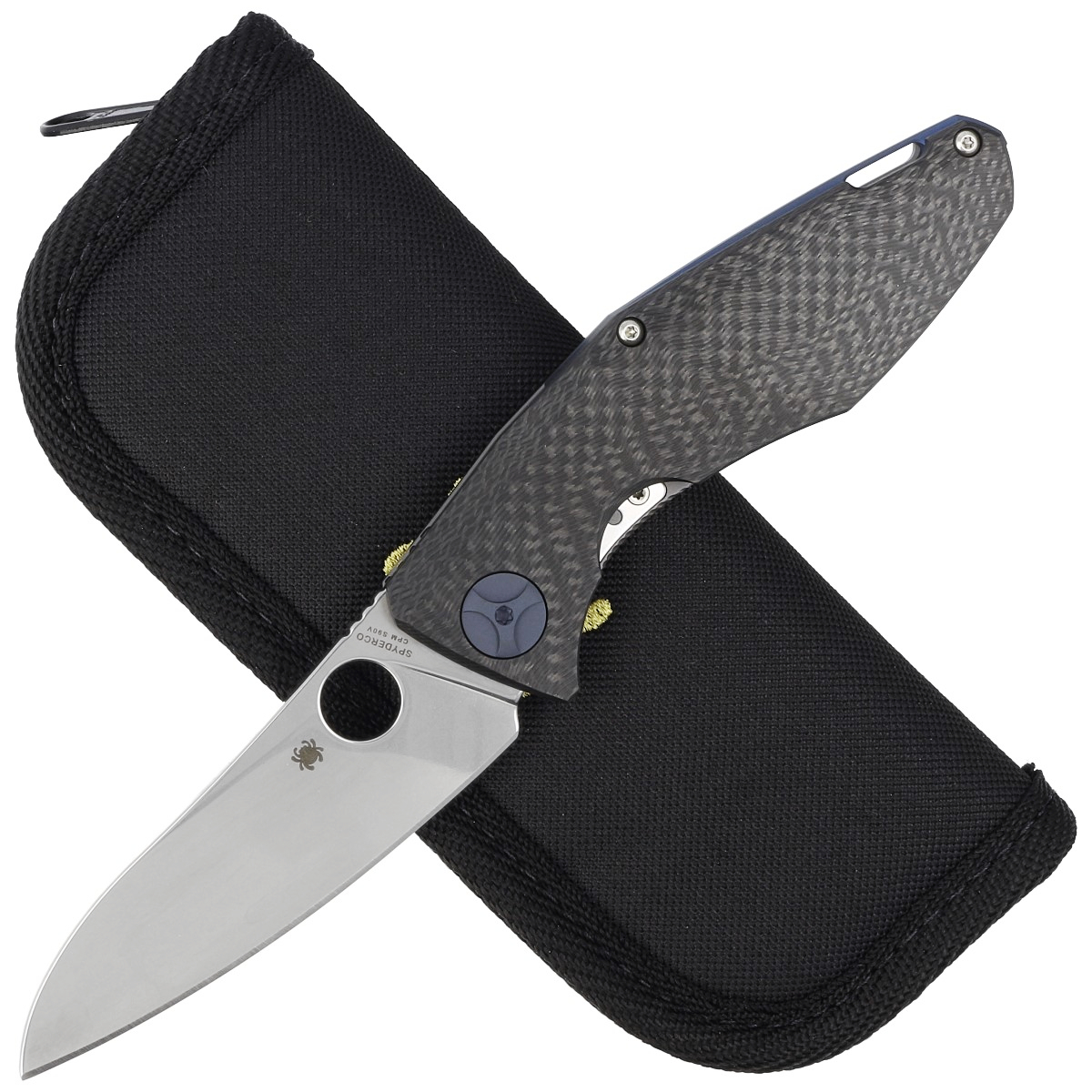 Noz-Spyderco-Drunken-Carbon-Fiber-Titanium-Satin-CPM-S90V-Plain-by-Dmitry-Sinkevich-C235CFTIP