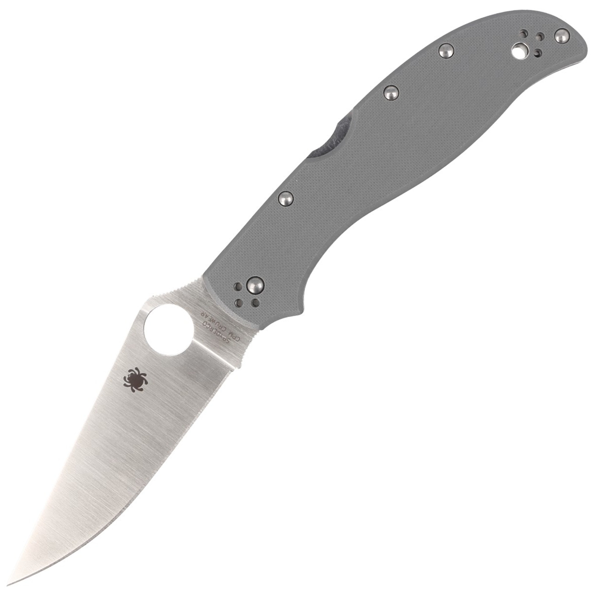 Noz-Spyderco-Stretch-2-Xl-Gray-G-10-CPM-Cru-Wear-Plain