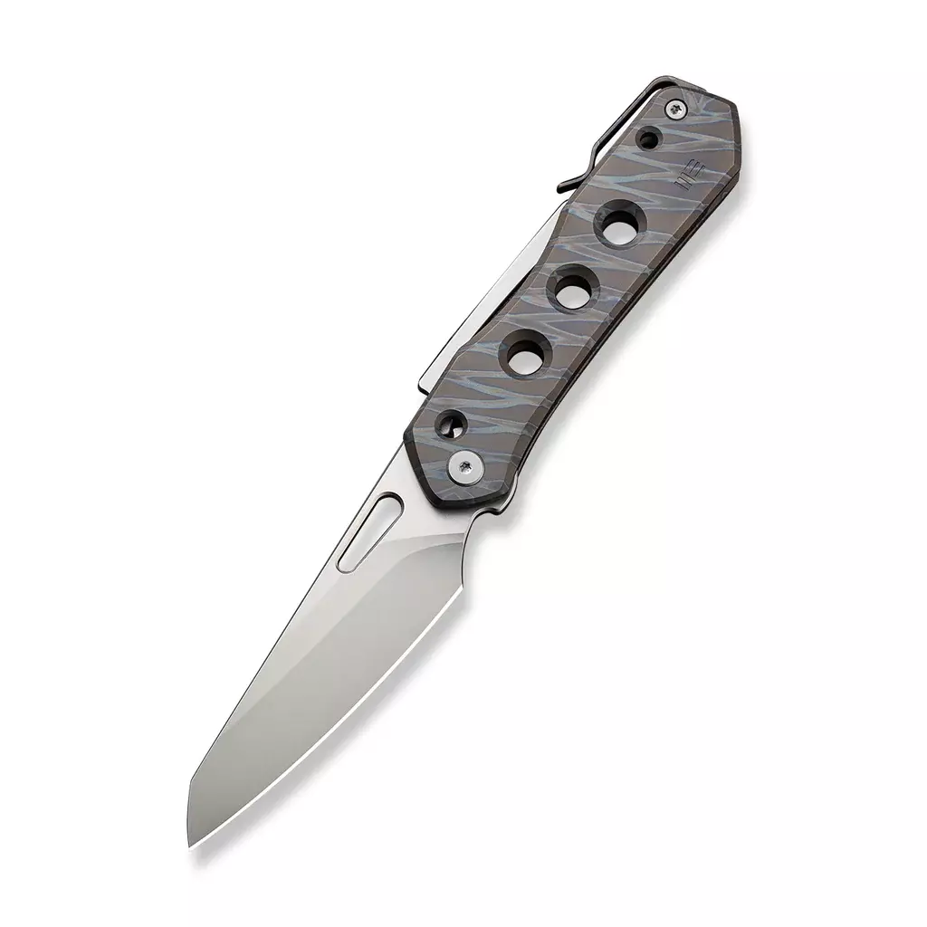 Noz-WE-Knife-Vision-R-Tiger-Stripe-Titanium-Silver-Bead-Blasted-CPM-20CV-by-Snecx-Tan