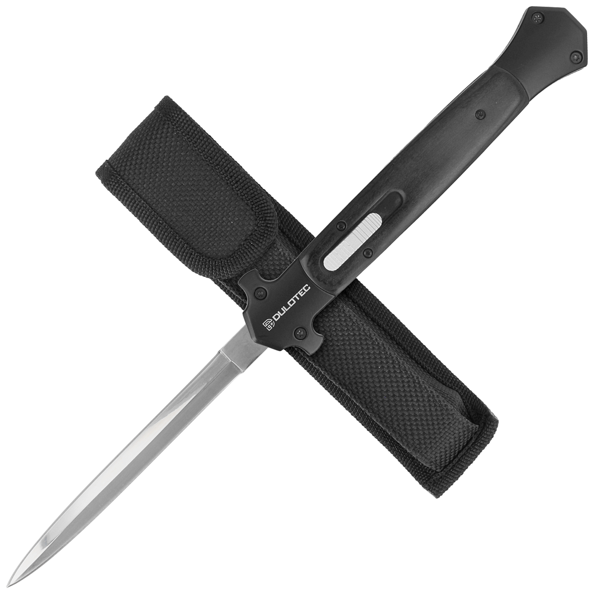 Noz-automatyczny-Dulotec-Italian-Stiletto-OTF-Black-Aluminium-Satin-3Cr13MoV