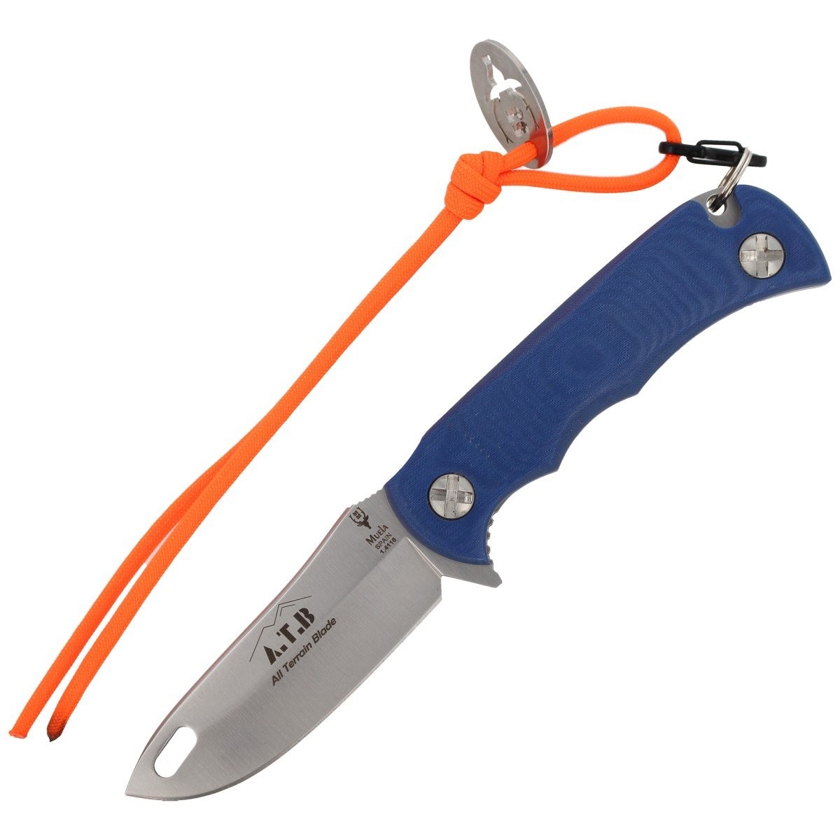 Noz_Muela_All_Terrian_Blade_Micarta_Blue_85mm_ATB-9BL_mysliwski_turystyczny_surwiwalowy_lentus_militaria