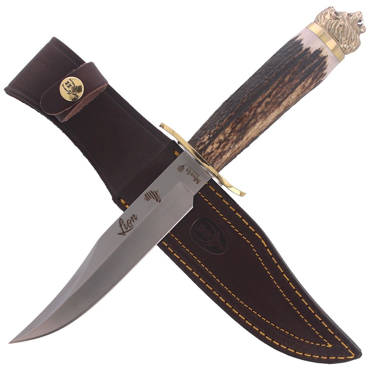 Noz_Muela_Big_Five_Deer_Stag_160mm_Gift_Box_LION-16BF_mysliwski_lew_zdobiony_lentus_militaria
