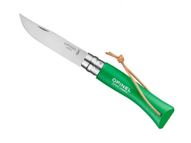 Noz_Opinel_Colorama_07_inox_grab_zielony_z_rzemieniem_lentus_militaria