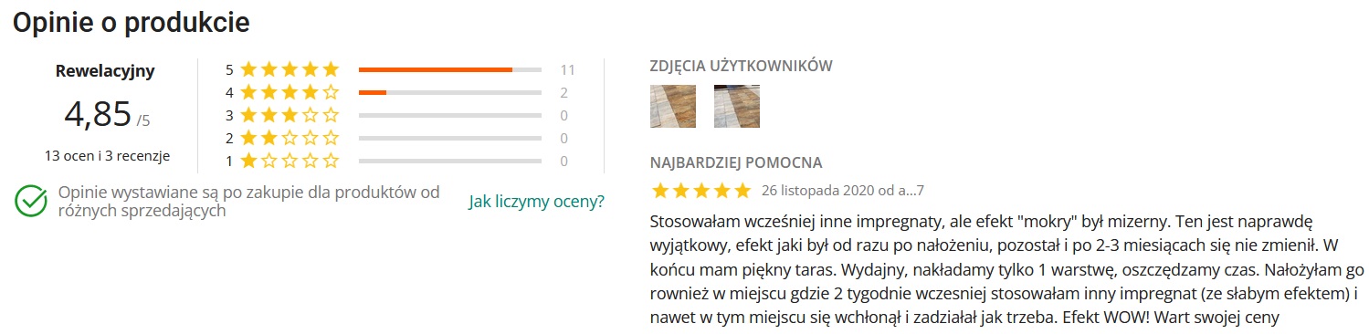 Opinie naszych klientów o Efekt mokrego kamienia Wet R10 Nanostone