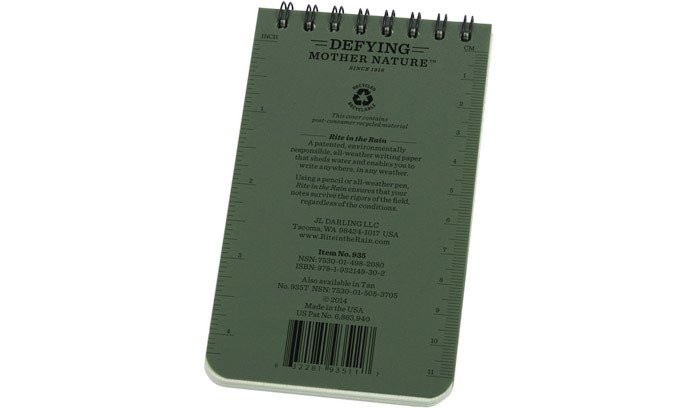 Rite in the Rain - Notes-wodoodporny - 3 x 5 - 935 - Oliwkowy