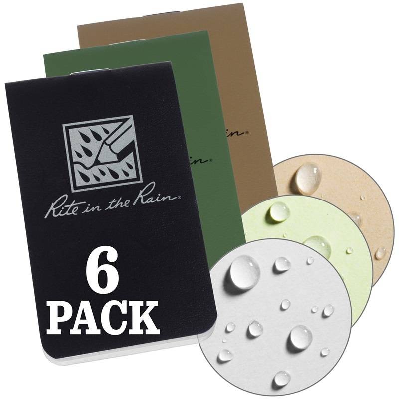 Rite in the Rain - Notes-wodoodporny-On-The-Go - 85 x 50 mm - 6 szt. - Czarny  Zielony  Tan - OTG-TACL