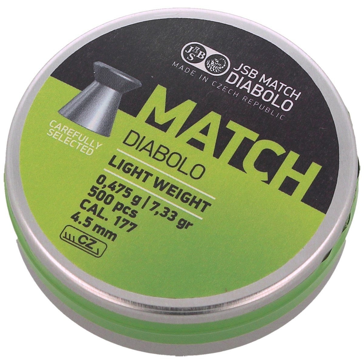 SRUT_JSB_GREEN_MATCH_LIGHT_WEIGHT_4.52MM_0.475G_000010-500_lentus_militaria