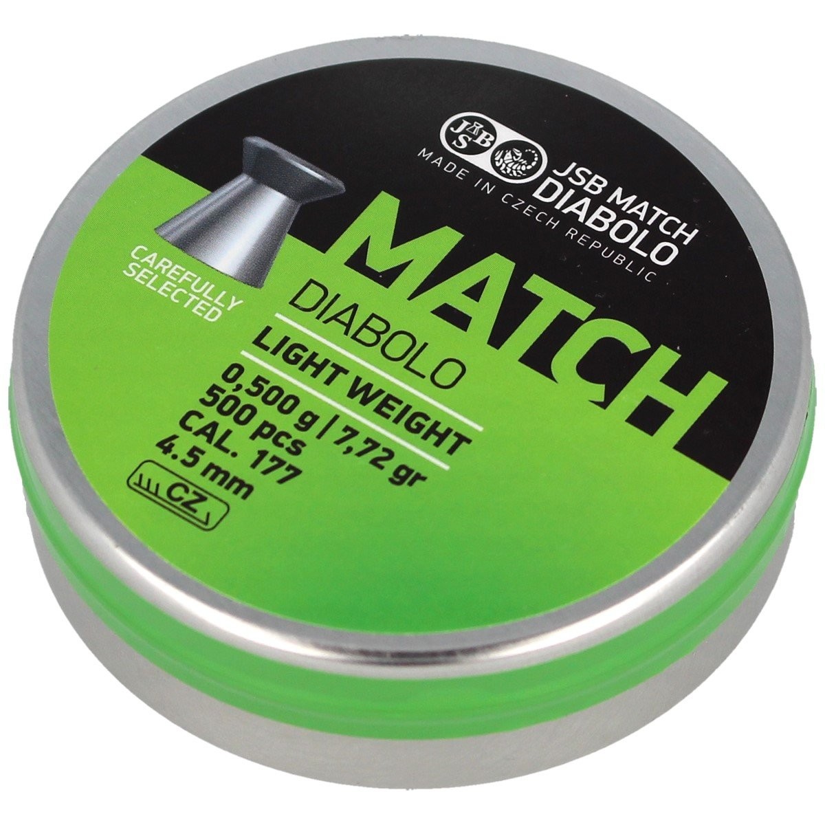 SRUT_JSB_GREEN_MATCH_LIGHT_WEIGHT_4.5MM_0.500G_000005-500-5_lentus_militaria